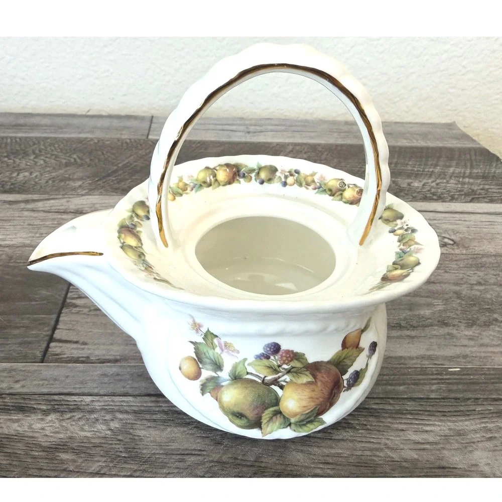 Crown Dorset Teapot OS Fruit Floral Gold Trim Cottagecore Vintage